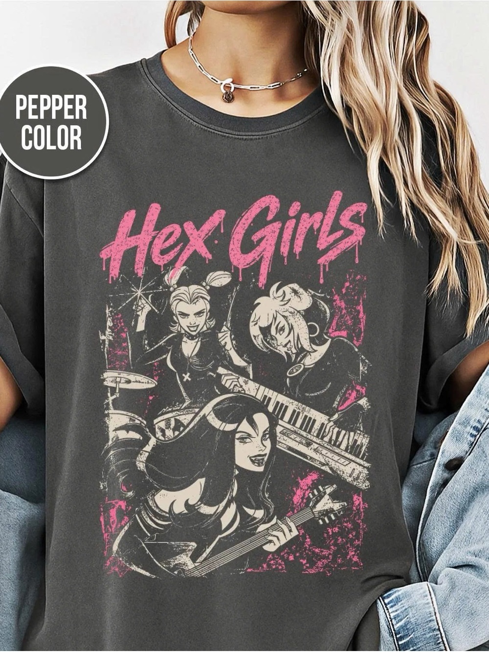 Hex Girls Graphic Tee for - Pepper with Pink Print